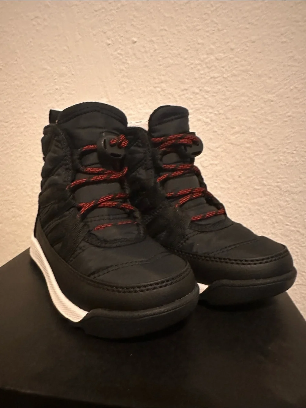 Sorel Kids Black Boots with Red Accent Laces